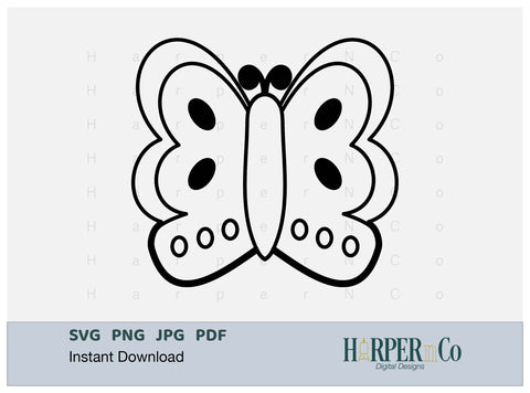 Butterfly Outline 7 SVG PNG Cut EPS File SVG HarperNCo 