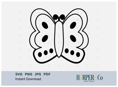 Butterfly Outline 8 SVG PNG Cut EPS File SVG HarperNCo 