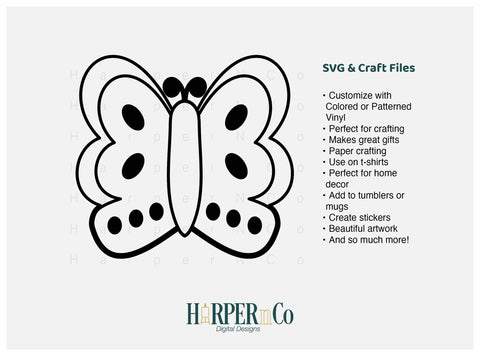 Butterfly Outline 8 SVG PNG Cut EPS File SVG HarperNCo 