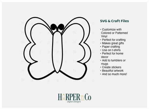 Butterfly Outline 9 SVG PNG Cut EPS File SVG HarperNCo 