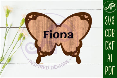 Butterfly outline design 1 two layer name sign SVG APInspireddesigns 