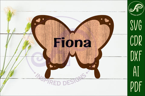 Butterfly outline design 1 two layer name sign SVG APInspireddesigns 