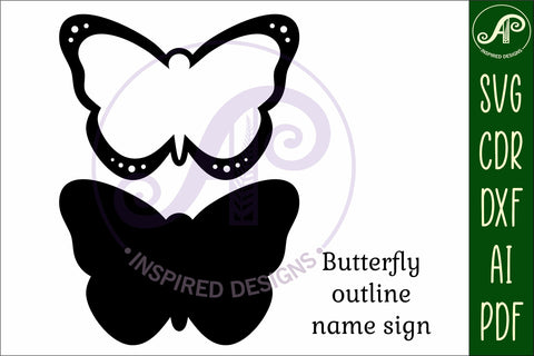 Butterfly outline design 2 two layer name sign SVG APInspireddesigns 