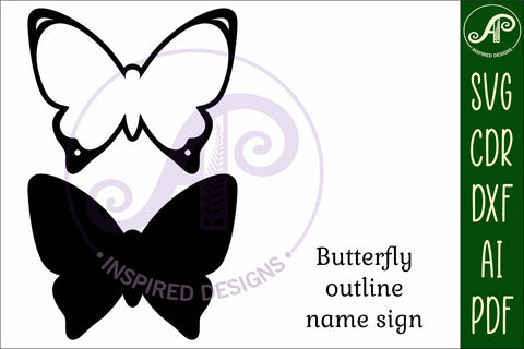 Butterfly outline design 3 two layer name sign SVG APInspireddesigns 