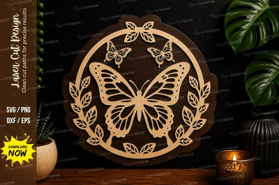 Butterfly Oval Frame laser cut svg File SVG Regulrcrative 