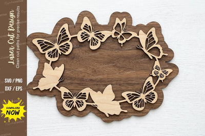 Butterfly Oval Frame laser cut svg File SVG Regulrcrative 