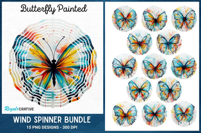 Butterfly Painted Wind Spinner Sublimation Designs Bundle Sublimation Regulrcrative 
