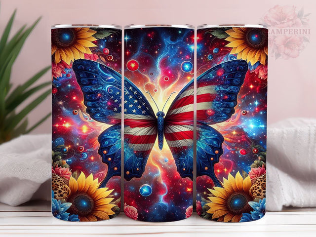 Butterfly Patriotic 20oz Tumbler Wrap PNG, 4th of July Tumbler Png, Straight & Tapered Tumbler Wrap, Instant Digital Download Sublimation Li Zamperini 