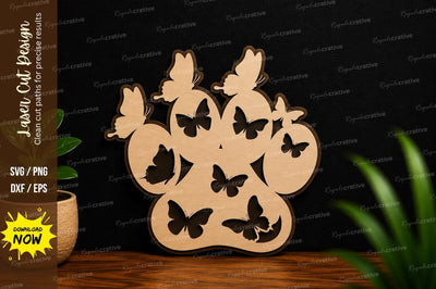 Butterfly Paw Print Laser Cut SVG SVG Regulrcrative 