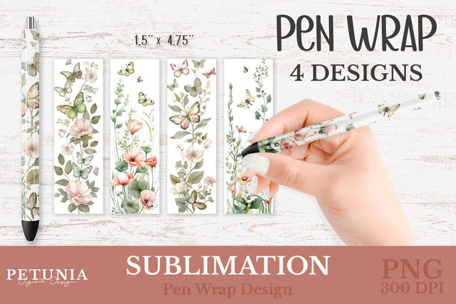 Butterfly Pen Wrap PNG | Sublimation Pen Wraps Sublimation Petunia Digital Design 