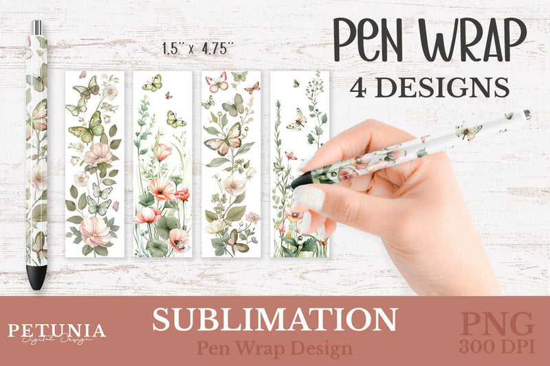 Butterfly Pen Wrap PNG | Sublimation Pen Wraps Sublimation Petunia Digital Design 