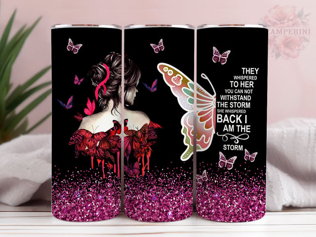 Butterfly Personalized 20 Oz Tumbler, Breast Cancer Awareness Tumbler, Straight & Tapered Tumbler Wrap, Instant Digital Download Sublimation Li Zamperini 