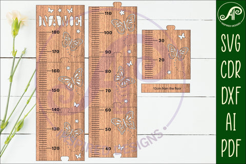 Butterfly personalized kids height chart in metric measure SVG APInspireddesigns 