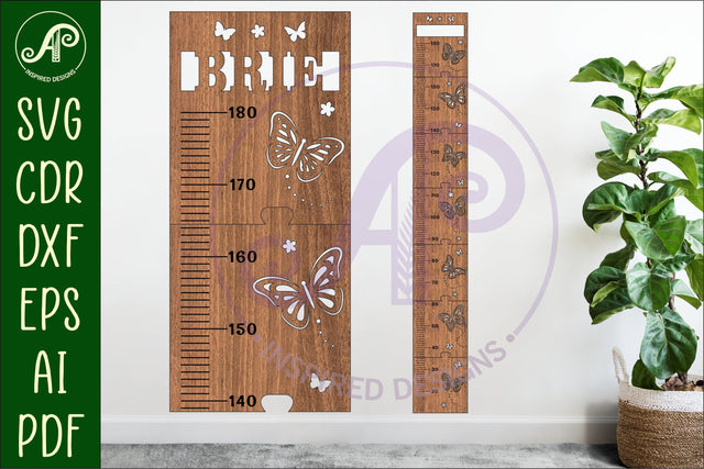Butterfly personalized kids height chart in metric measure SVG APInspireddesigns 