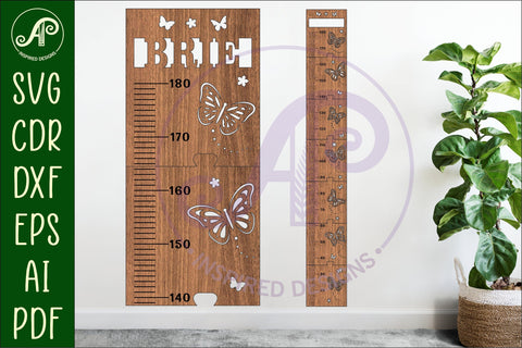 Butterfly personalized kids height chart in metric measure SVG APInspireddesigns 