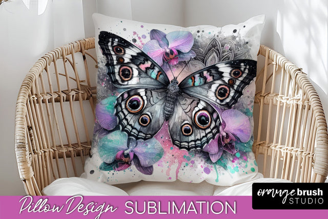 Butterfly Pillow Cover - Flowers Pillow Sublimation Sublimation OrangeBrushStudio 