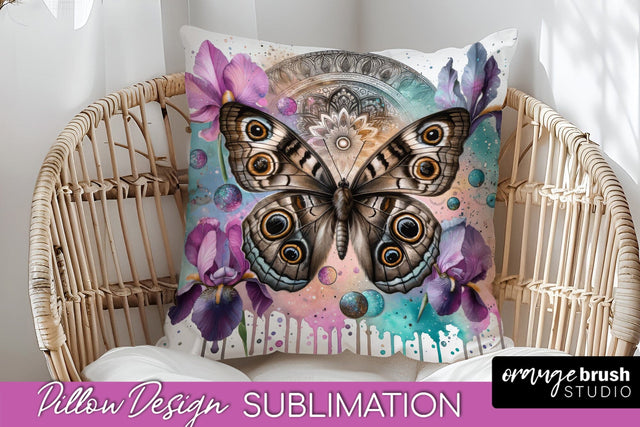Butterfly Pillow Cover - Flowers Pillow Sublimation Sublimation OrangeBrushStudio 