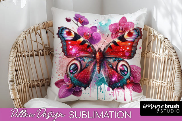 Butterfly Pillow Cover - Flowers Pillow Sublimation Sublimation OrangeBrushStudio 