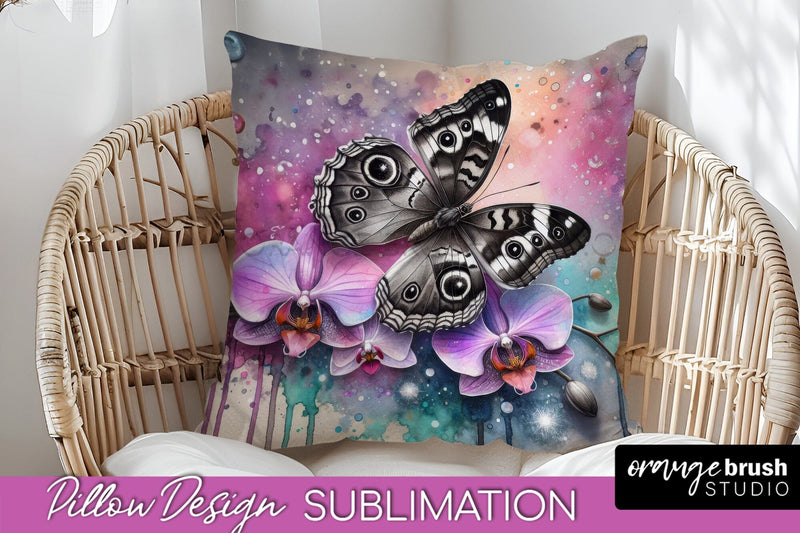 Butterfly Pillow Cover - Flowers Pillow Sublimation Sublimation OrangeBrushStudio 