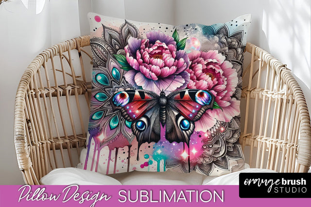 Butterfly Pillow Cover - Flowers Pillow Sublimation Sublimation OrangeBrushStudio 