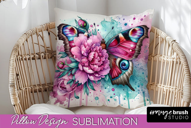Butterfly Pillow Cover - Flowers Pillow Sublimation Sublimation OrangeBrushStudio 