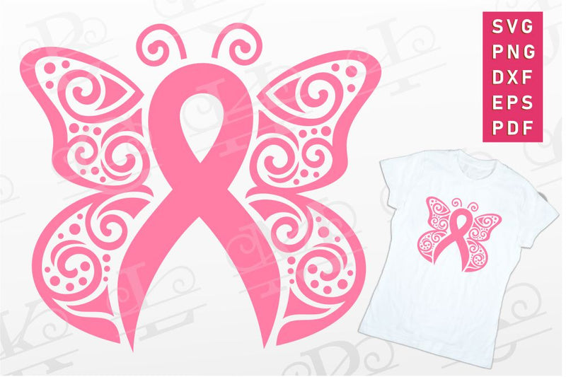 Butterfly Pink Breast Cancer Ribbon T shirt Design SVG PNG SVG D2PUTRI Designs 