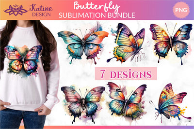 Butterfly PNG, Sublimation Design Bundle, Watercolor Butterfly Clipart, Butterfly Illustrations, Butterfly Clipart, Watercolor Butterfly, Butterflies Clipart, Instant Download, Butterfly Sublimation Design, Butterfly Design, Butterfly Transparent PNG Sublimation KatineDesign 