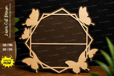 Butterfly Polygon Frame Laser Cut SVG Regulrcrative 