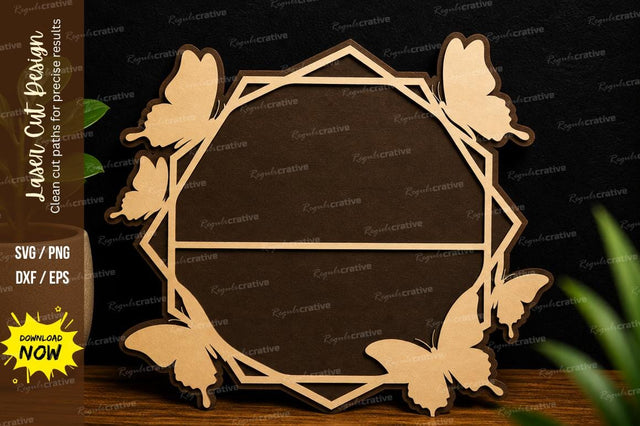 Butterfly Polygon Frame Laser Cut SVG Regulrcrative 