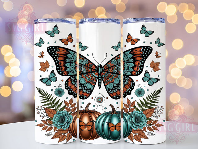 Butterfly Pumpkin Fall Tumbler Wrap, Fall Tumbler Wrap, 20oz Skinny Tumbler, Sublimation Download, Autumn Butterfly Tumbler, Harvest Tumbler Design, Elegant Fall Tumbler Sublimation SvggirlplusArt 