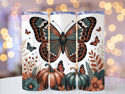Butterfly Pumpkin Fall Tumbler Wrap, Fall Tumbler Wrap, 20oz Skinny Tumbler, Sublimation Download, Autumn Butterfly Tumbler, Harvest Tumbler Design, Elegant Fall Tumbler Sublimation SvggirlplusArt 