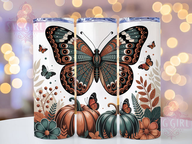 Butterfly Pumpkin Fall Tumbler Wrap, Fall Tumbler Wrap, 20oz Skinny Tumbler, Sublimation Download, Autumn Butterfly Tumbler, Harvest Tumbler Design, Elegant Fall Tumbler Sublimation SvggirlplusArt 