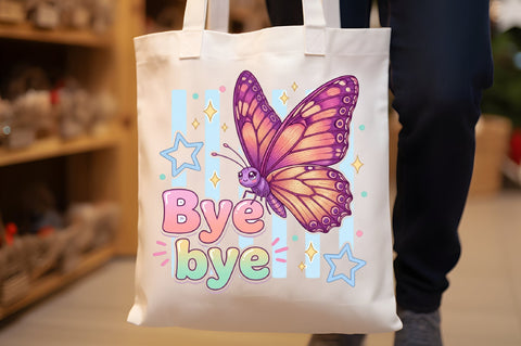 Butterfly Quote Bye Bye Clipart PNG Sublimation designartist 