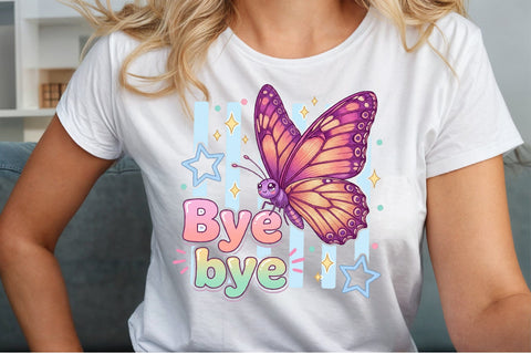 Butterfly Quote Bye Bye Clipart PNG Sublimation designartist 