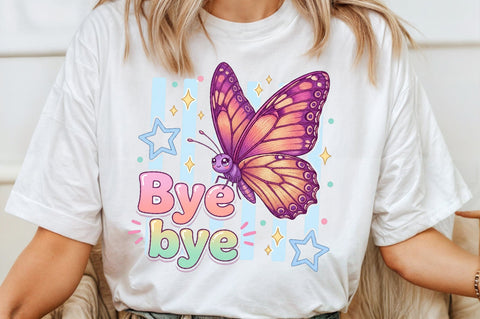 Butterfly Quote Bye Bye Clipart PNG Sublimation designartist 