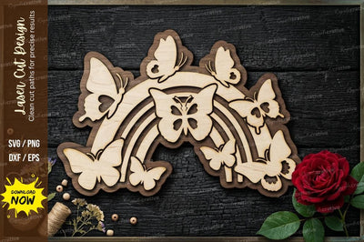 Butterfly Rainbow Frame laser Cut svg Cutting file SVG Regulrcrative 