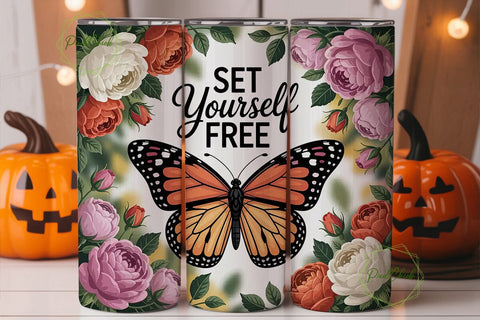 Butterfly Rose Floral 20oz Tumbler Wrap Sublimation PixelChick 