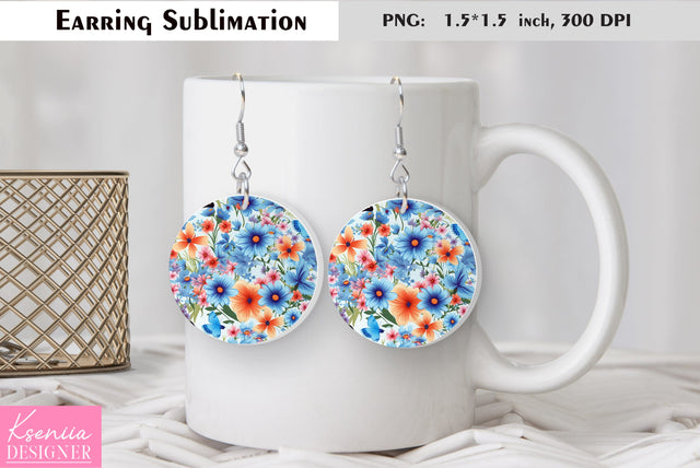 Butterfly round earring sublimation. Summer earring design Sublimation Kseniia designer 
