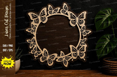 Butterfly Round Frame laser cut svg File SVG Regulrcrative 