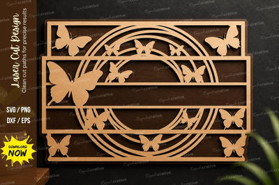 Butterfly Round Frame Laser Cut SVG Regulrcrative 