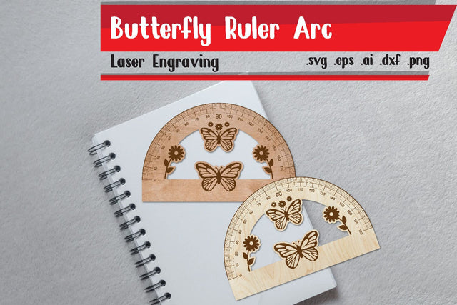 Butterfly Ruler Arch - Ruler Protactor - Wooden Ruler SVG zafrans studio 