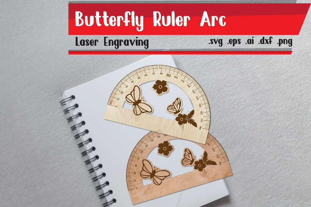 Butterfly Triangle Ruler Butterfly Ruler Arch - Ruler Protactor - Wooden Ruler - So Fontsy