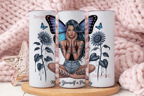 Butterfly Self-Care 20oz Tumbler Wrap Sublimation DesignSVG 