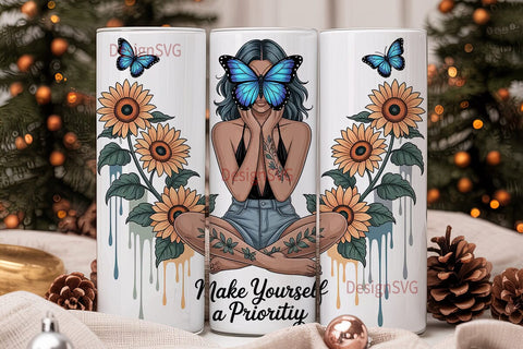 Butterfly Self-Care 20oz Tumbler Wrap Sublimation DesignSVG 