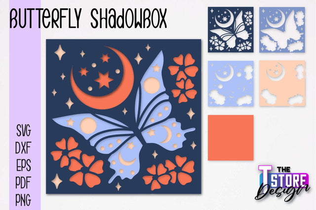 Butterfly Shadowbox SVG | Paper Cut Files | Paper Butterfly SVG Design SVG The T Store Design 