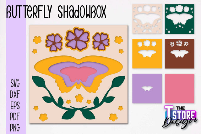 Butterfly Shadowbox SVG | Paper Cut Files | Paper Butterfly SVG Design SVG The T Store Design 