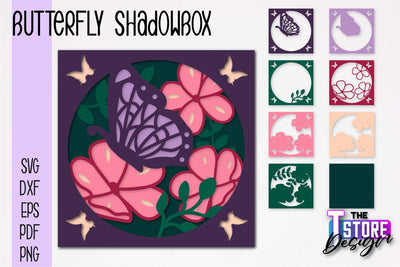Butterfly Shadowbox SVG | Paper Cut Files | Paper Butterfly SVG Design SVG The T Store Design 