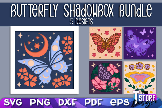 Butterfly Shadowbox SVG | Paper Cut Files | Paper Butterfly SVG Design SVG The T Store Design 
