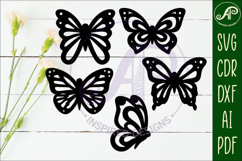 Butterfly silhouettes laser cut out 1 SVG APInspireddesigns 