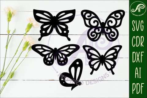 Butterfly silhouettes laser cut out 2 SVG APInspireddesigns 